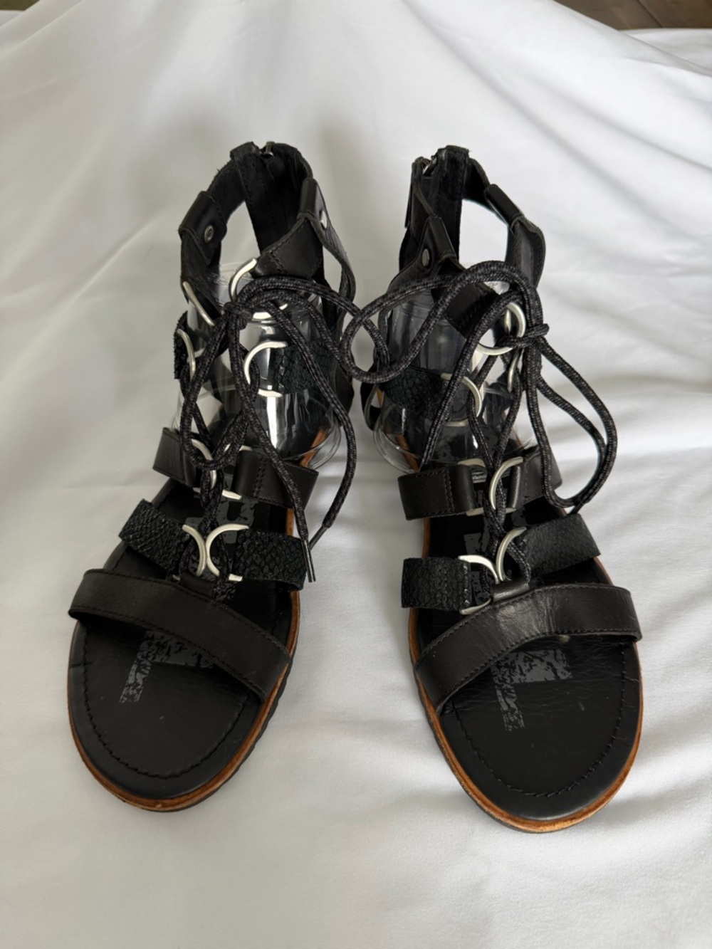Sorel Black Lace-Up Gladiator Sandals - Women's
